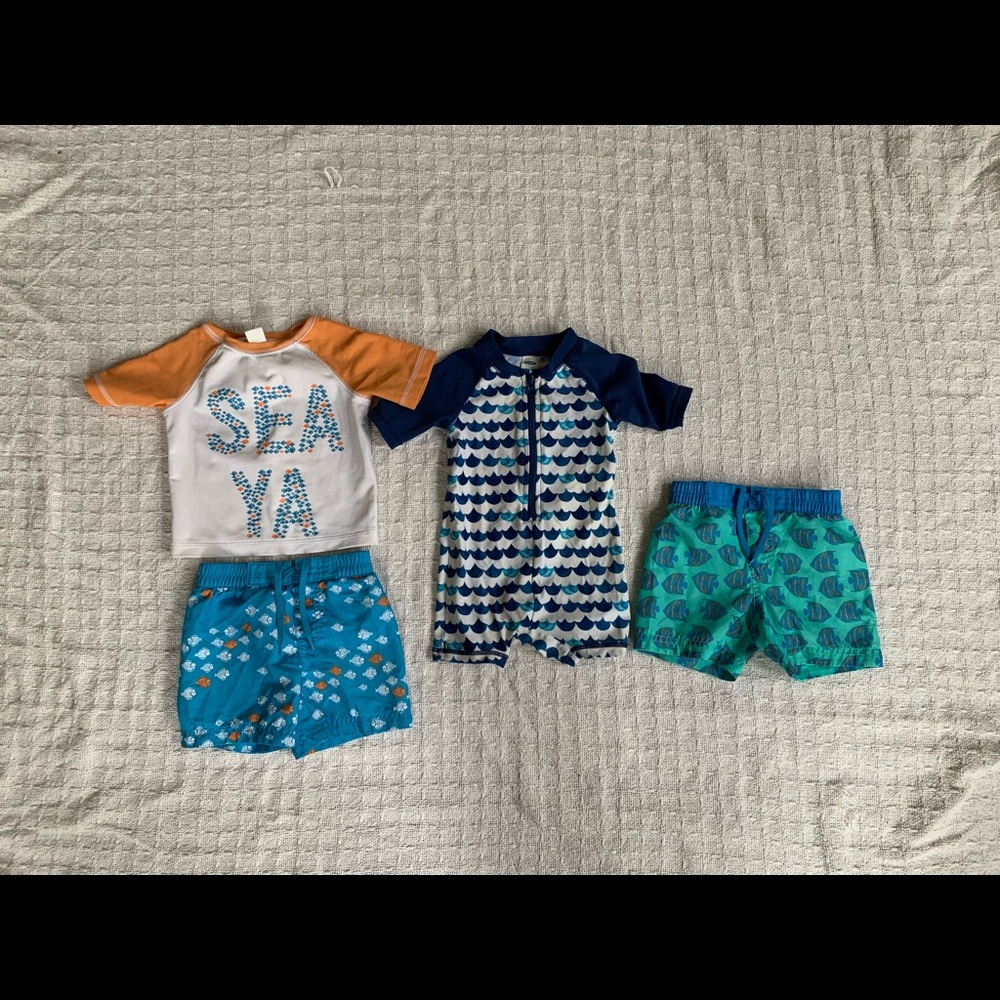 Old Navy 6-12 months set of 3 boys swimsuits